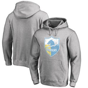 Men’s Los Angeles Chargers Heathered Gray Big & Tall Throwback Logo Pullover Hoodie